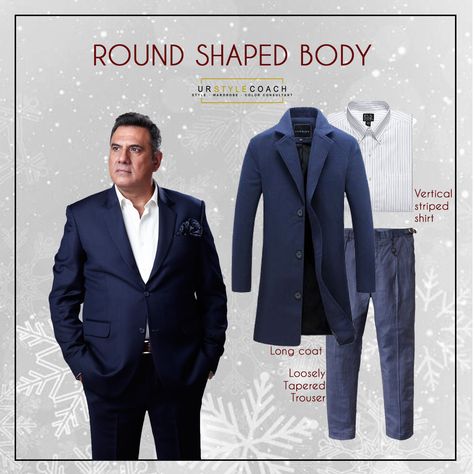 Oval Shaped Mens Fashion, Oval Body Shape Outfits Men, Oval Body Shape, Outfits For Big Men, Men Styling, Mens Fashion Illustration, Different Body Types, Mens Trendy Outfits, Image Consultant