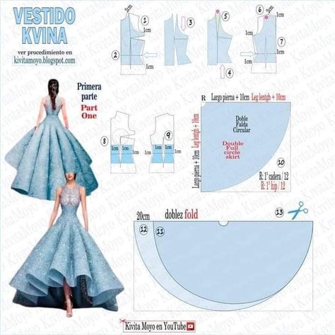 Pola Blus, Wedding Dress Sewing Patterns, Crafting Room, Evening Dress Patterns, Dress Patterns Diy, Corset Sewing Pattern, Sewing Barbie Clothes, Barbie Sewing Patterns, Sewing Wedding Dress