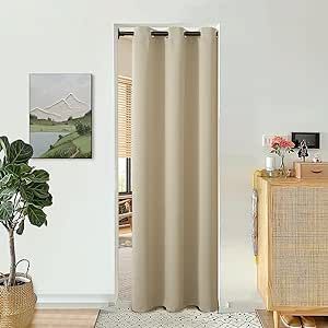 BGment Beige Door Curtain 80 Inch Length for Doorway, Bedroom Closet Curtain, Privacy Thermal Insulated Blackout Grommet Room Divider for Room Separation, 1 Panel, 34 Inch Wide Room Partition Curtain Ideas, Doorway Curtain Ideas Room Dividers, Closet With Curtains For Doors, Curtains Instead Of Doors, Curtain Closet Door Ideas, Curtain Closet Door, Doorway Curtain Ideas, Temporary Door, Closet Curtain