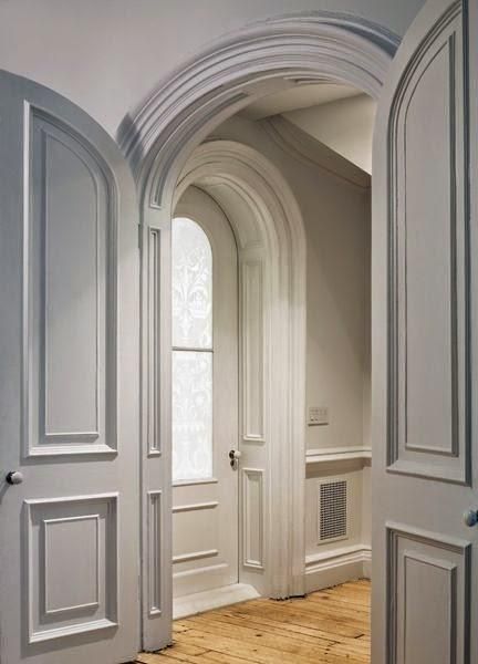 Archway Trim, Molding Detail, Millwork Details, Swedish Decor, Grey Stuff, Victorian Townhouse, Urban Interiors, Arched Doors, Wooden Floors