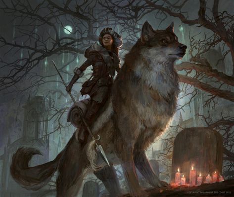 ArtStation - Kessig Wolfrider, Bram Sels Wolf And Girl, Wolf Rider, Mtg Art, Dire Wolf, Fantasy Creatures Art, A Wolf, Creature Concept Art, Wolf Art, Animal Companions