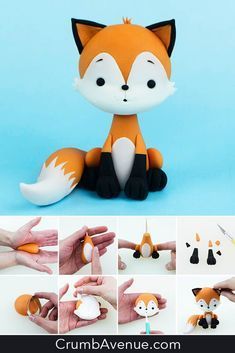 Fox Cake Toppers, Fimo Kawaii, Fox Cake, Woodland Cake, Fondant Animals, Cake Topper Tutorial, Fondant Cake Toppers, Woodland Birthday, Fondant Tutorial