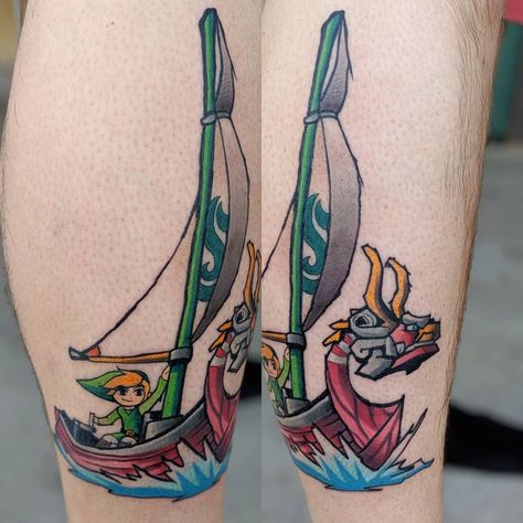 Zelda Windwaker Tattoo, Wind Waker Tattoo, Nerdy Tattoos, Zelda Tattoo, Om Tattoo, Geek Tattoo, Gaming Tattoo, Tattoo Desings, Wind Waker