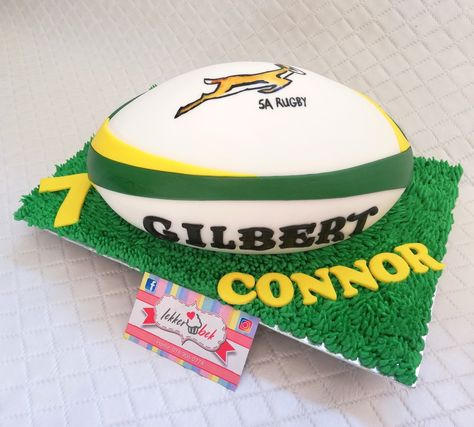 SA Rugby ball cake Springbok Rugby Cake, Rugby Cakes For Boys, Springbok Rugby Theme Party Ideas, Springbok Rugby Party, Rugby Birthday Cake, Rugby Ball Cake, Smoothie Party, Rugby Cake, Rugby Party