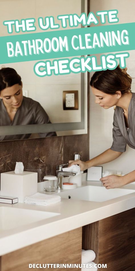 Keeping a clean bathroom is often overlooked, but it's important for a tidy home. This bathroom cleaning checklist will help you stay on top of the task and keep your space sparkling. Cleaning Checklist Bathroom, Best Bathroom Cleaning Products, Bathroom Deep Clean, Bathroom Checklist, Bathroom Cleaning Checklist, Declutter Checklist, Cleaning Printable, Tidy Bathroom, Clean Bathroom