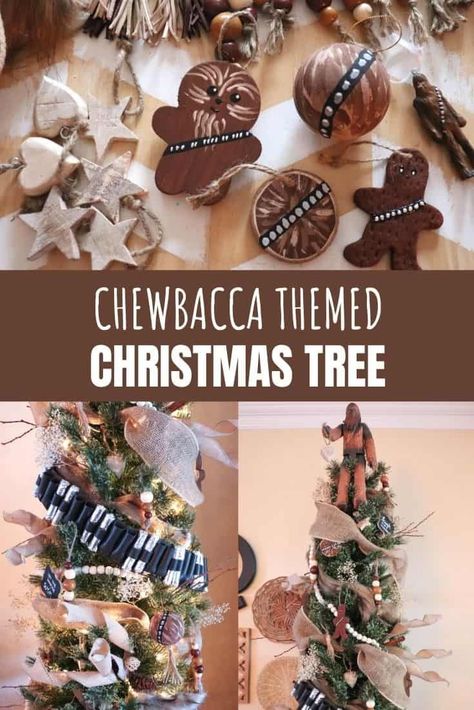 This Star Wars Chewbacca themed Christmas tree is the perfect addition to a super fans holiday decor! Check out the easy DIY ornaments. Chewbacca Christmas, Christmas Tree Homemade, Easy Diy Ornaments, Star Wars Christmas Ornaments, Star Wars Christmas Tree, Creative Christmas Crafts, Themed Christmas Tree, Star Wars Crafts, Diy Star