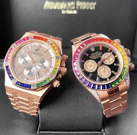 Rolex Rainbow Daytona, Luxury Shopping Spree, Rolex Daytona Rainbow, Hand Watches, Ap Royal Oak, Pretty Watches, Dope Jewelry Accessories, Used Rolex, Fancy Watches