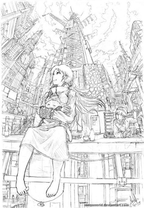 Perspective Background Drawing, Mechanical Drafting Drawing, Perspective Drawing Anime, Down Perspective Drawing, Manga Background Reference, Perspective Background, Manga Background, Perspective Sketch, Andermatt