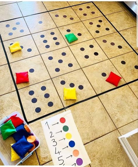 Bean Bag Toss, Bag Toss, Math Activities Preschool, Kids Learning Activities, Toddler Learning Activities, Preschool Learning Activities, Preschool Math, Montessori Activities, Math For Kids