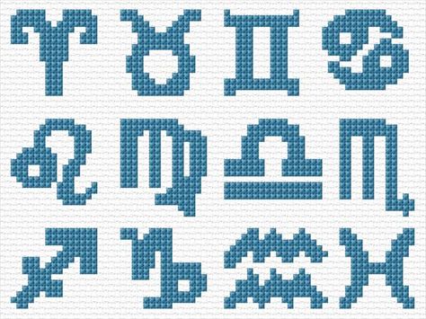 Zodiac sign, free pattern Pagan Cross Stitch, Cross Stitch Calculator, Free Cross Stitch Designs, Cross Stitch Pattern Maker, Learn Embroidery, Embroidery Patterns Free, Chart Design, Cross Stitch Patterns Free, Free Cross Stitch