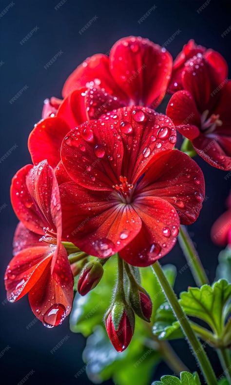 Premium Photo | Red geranium flowers blossom with water drops Geranium Wallpaper, Geranium Photography, Geranium Artwork, Geranium Botanical Illustration, Vital Spring, Geranium Phaeum 'album', Geranium Flower, Red Geraniums, Everything And Nothing