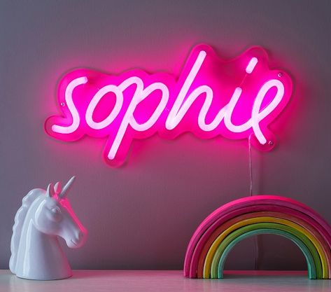 All Art | Pottery Barn Kids Led Light With Name, Uk Apartment, Neon Mermaid, Emily Room, Aqua Room, Girls Bedroom Wall Decor, Neon Poster, Preppy Decor, Dimensional Wall Art