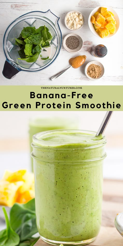 Green Protein Smoothie, Smoothie Protein, Resep Smoothie, Smoothie Fruit, Protein Smoothies, Frozen Mango, Protein Smoothie Recipes, Boiled Egg Diet, Spinach Smoothie