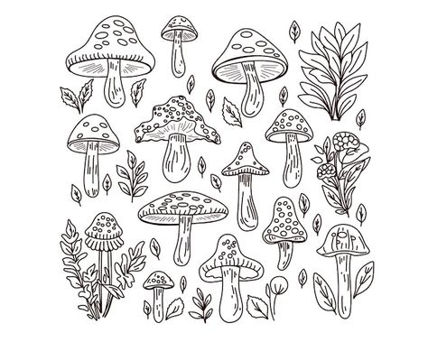 Premium Vector | Set winter atmosphere with house winter forest fir trees leaves candles and cups doodle vector Shroom Tattoo, Forest Doodles, Tree Doodles, Cartoon Mushrooms, Nature Doodles, Winter Doodles, Star Cafe, Tree Doodle, Cartoon Mushroom