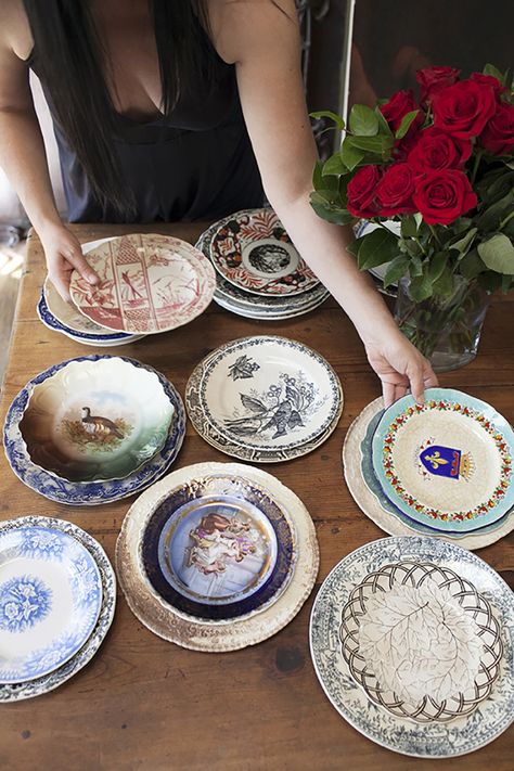 It's an undone type of elegance, how to host a dinner party like the french                                                                                                                                                                                 More French Dinner Parties, Host A Dinner Party, French Party, Mystery Dinner Party, Mismatched China, Dinner Party Decorations, Mystery Dinner, Antique Plates, Free Thanksgiving