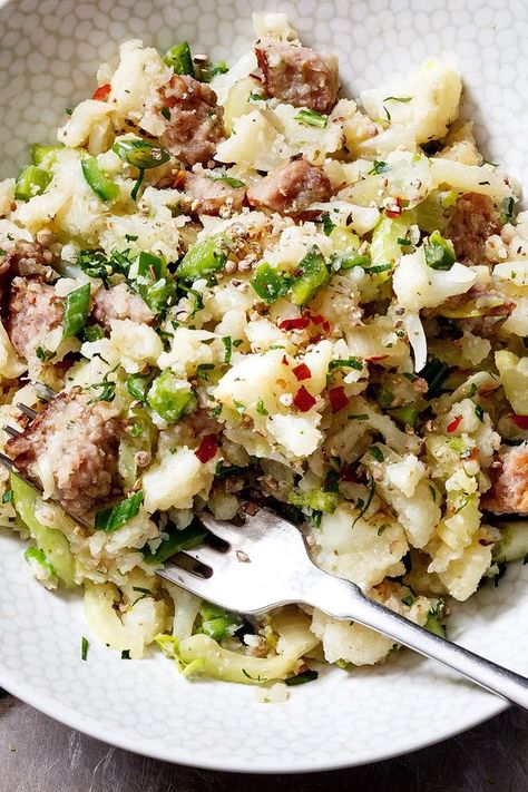 One-Pot Sausage Cauliflower Fried Rice — Eatwell101 Sausage Cauliflower, Shrimp Meal Prep, Avocado Chicken Salad Recipe, Cauliflower Fried Rice Recipes, Cauliflower Fried, Paleo Meals, Easy Cauliflower, Cauliflower Fried Rice, Breakfast Casserole Sausage