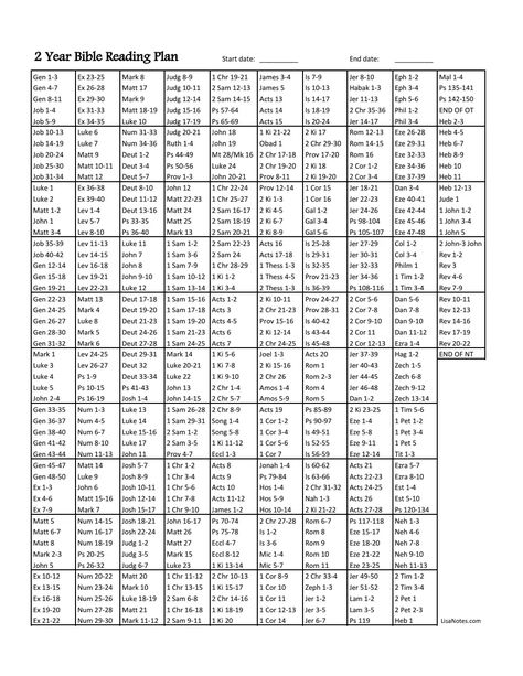 2-Year-Bible-Reading-Plan_LisaNotes.com_.pdf 2 Year Bible Reading Plan, Yearly Bible Reading Plan, Year Bible Reading Plan, Job 1, Book Clubs, Bible Reading Plan, Bible Reading, Reading Plan, Read Bible