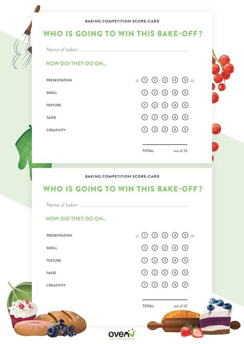 Pie Judging Scorecard, Family Bake Off Ideas, Cookie Bake Off Contest, Cookie Contest Judging Sheet, Pie Contest Judging Sheet, Baking Competition With Friends, Christmas Baking Competition Ideas, Bake Off Competition Ideas, Dessert Competition Ideas