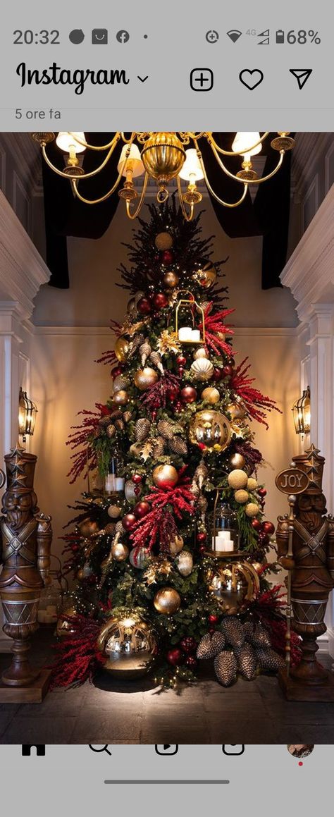 Xmass Tree Decoration 2023, Christmas Tree In Dinning Room, 8 Ft Christmas Tree, Green And Maroon Christmas Tree, Burgundy And Orange Christmas Tree, Red And Burgandy Christmas Tree, Classic Elegant Christmas Decor, White Gold Green And Red Christmas Tree, Red And Maroon Christmas Tree