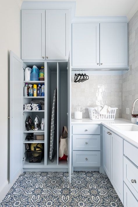 Built In Cabinet Laundry Room, Laundry Room With Boiler Ideas, Utilitarian Laundry Room, Utility Room Ideas Ironing Board, Ikea Cabinets In Laundry Room, Laundry Room With Upper Cabinets, Mudroom Laundry Room Storage Cabinets, Laundry Room With Pet Area, Wall Storage Laundry Room