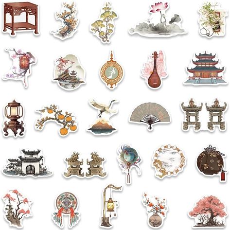 Amazon.com: Ancient Chinese Culture Stickers |50Pcs Traditional Chinese Architectural Art Waterproof Vinyl Decals for Water Bottles Laptop Bicycle Computer Mobile Phone Skateboard Decor : Electronics Skateboard Decor, Diy Water Bottle, Diy Laptop, Architectural Art, Love Doodles, Chinese Culture, Ancient Chinese, Waterproof Vinyl, Waterproof Stickers