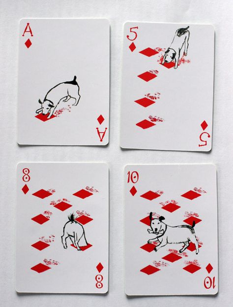 image Sequence Design, Dogs Playing, Playing Cards Art, Playing Cards Design, 카드 디자인, Cat Cards, Draw On Photos, Art And Illustration, Playing Card