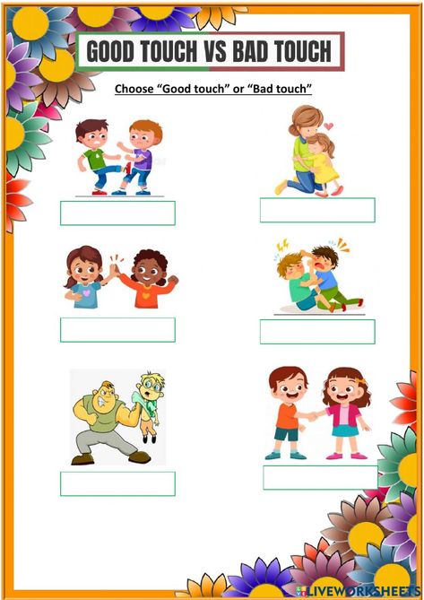 Good Touch Bad Touch Worksheet, Good Touch Bad Touch Activities, Good Touch Bad Touch Posters, Bad Touch, Body Safety, Reading Comprehension For Kids, Alhamdulillah For Everything, Living Skills, Phone Lock