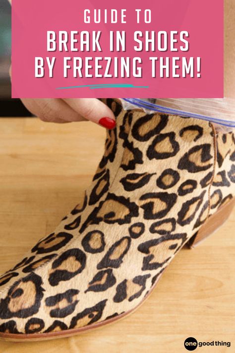 Need a little extra wiggle room for your toes in a pair of tight fitting shoes? Learn easy ways to stretch out shoes here. How To Stretch Out Shoes, Stretch Out Shoes, Stretch Leather Shoes, Stretch Shoes, Leopard Print Ankle Boots, Leopard Print Booties, How To Stretch Shoes, Cleaning Techniques, Magazine Collage