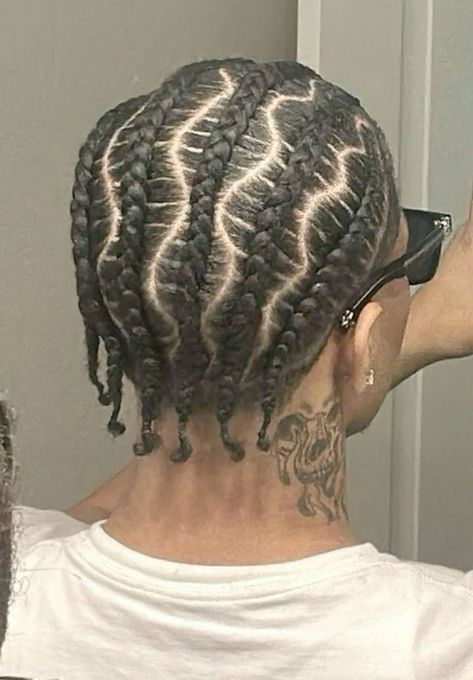 Braid Hairstyles For Men With Short Hair, Canerows Hairstyles Men, 5 Cornrows Braids Men, Anime Cornrows, 4c Hairstyles Men, Cornrows Braids For Black Men, Wavy Cornrows, Men Stitch Braids, Twists Black Men Hair