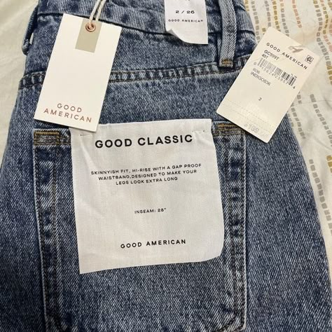 Good American Jeans Good American Jeans, American Jeans, Branding Mood Board, American Denim, American Brand, Denim Branding, Small Dress, Good American, Jeans Brands