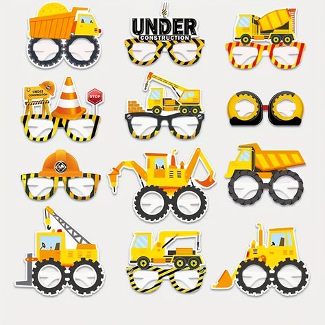 Faster shipping. Better service Construction Photo Booth, Construction Party Favors, Truck Theme Birthday, Construction Theme Birthday Party, Construction Birthday Party, Party Glasses, Birthday Themes For Boys, Construction Birthday Parties, Trucks Birthday Party