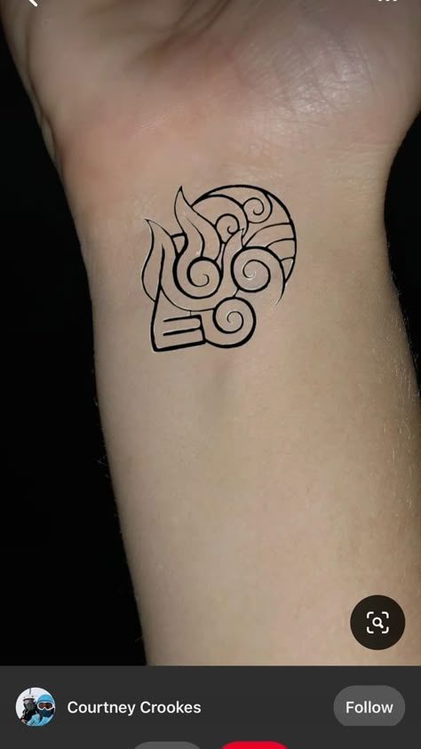 Small Tattoos Nerdy, Four Elements Tattoo Avatar, Avatar Matching Tattoos, The Last Avatar Tattoo, Avatar Sibling Tattoo, Avatar Element Tattoo, Avatar The Last Airbender Minimalist Tattoo, Avatar The Last Airbender Elements Tattoo, Minimalist Avatar Tattoo