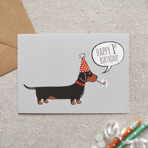 Happy Greetings, Dachshund Birthday, Happy 8th Birthday, Happy 7th Birthday, New Job Card, Happy 6th Birthday, Happy 4th Birthday, Dog Birthday Card, Happy 5th Birthday