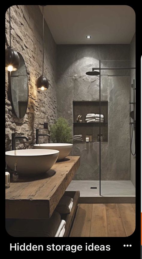 Industrial Aesthetic Interior Design, Modern Shower Ideas, Minimalist Industrial Interior Design, Modern Cabin Bathroom, Industrial Bathroom Ideas, Modern Industrial Bathroom, Masculine Aesthetic, Industrial Showers, Bathroom Concrete