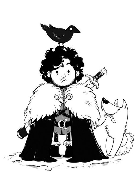 Jon Snow by Giulia Airoldi Game Of Thrones Drawing Easy, Game Of Thrones Anime, Game Of Thrones Cartoon, Jon Snow And Ghost, Game Of Thrones Drawings, Game Of Thrones Fan Art, Dessin Game Of Thrones, Chibi Manga, Trendy Games