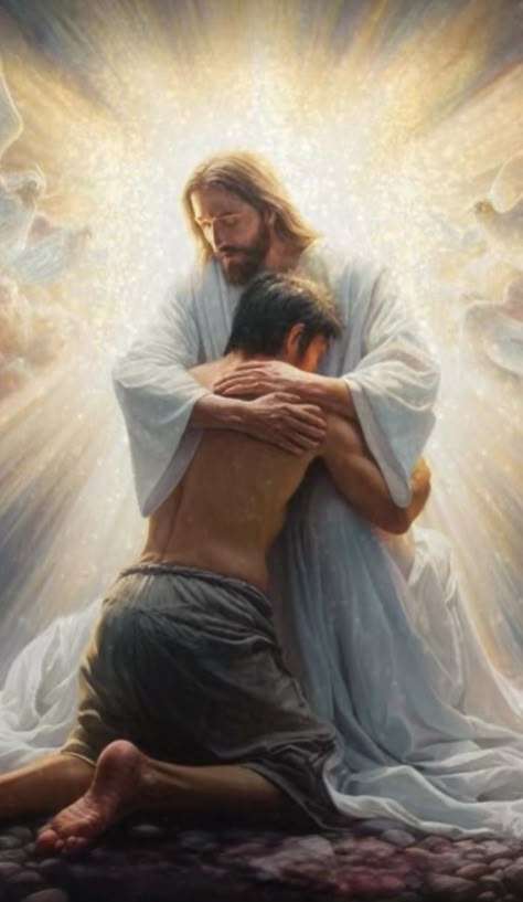 Jesus Hugging, Christian Tips, Jesus Love Images, Miracles Of Jesus, Christian Meditation, Jesus Christ Painting, Spiritual Images, Jesus Artwork, Jesus Christ Artwork