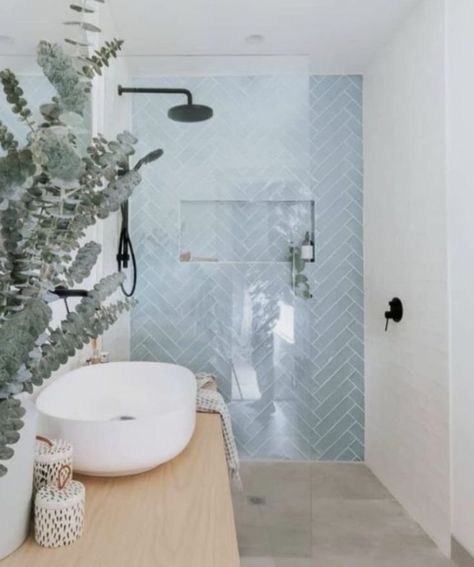 Bad Inspiration, Herringbone Tile, Vanity Decor, Bathroom Inspiration Decor, Beach Bathrooms, Laundry In Bathroom, House Bathroom, Wet Rooms, Beautiful Bathrooms