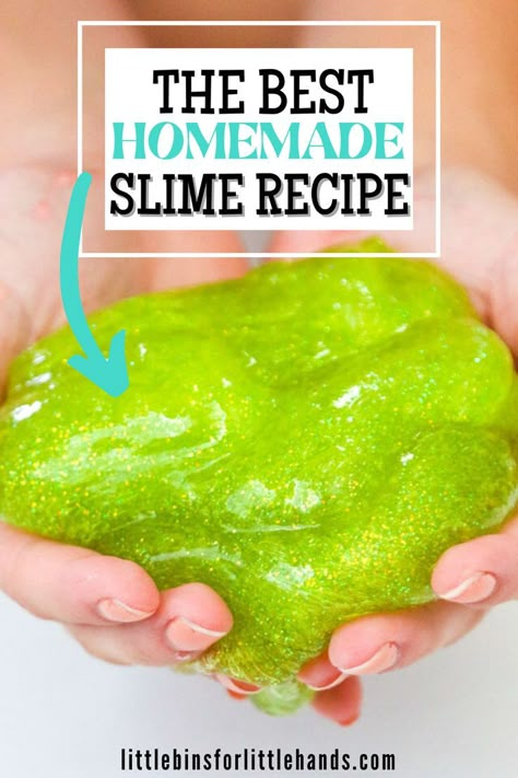 Learn how to make the best slime with this easy guide. It's great for both kids and adults! We have slime tips, techniques and recipes to help you get that perfect gooey texture. You can experiment with different colors and textures to make your slime unique and fun. This engaging activity is a fun way to engage in creativity while also working on some STEM skills. Homemade Slime For Kids, Easy Slime Recipes For Kids, Slime Contact Solution, Slime With Borax, Slime With Glue, Slime Borax, Make Slime At Home, Contact Solution Slime, Butter Slime Recipe