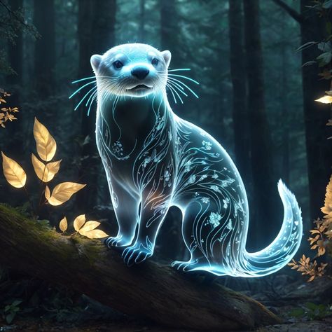 Otter Patronus Tattoo, Otter Patronus, Patronus Art, Patronus Tattoo, Hp Christmas, Potter Fanart, Forest Setting, Harry Potter Girl, Magic Props