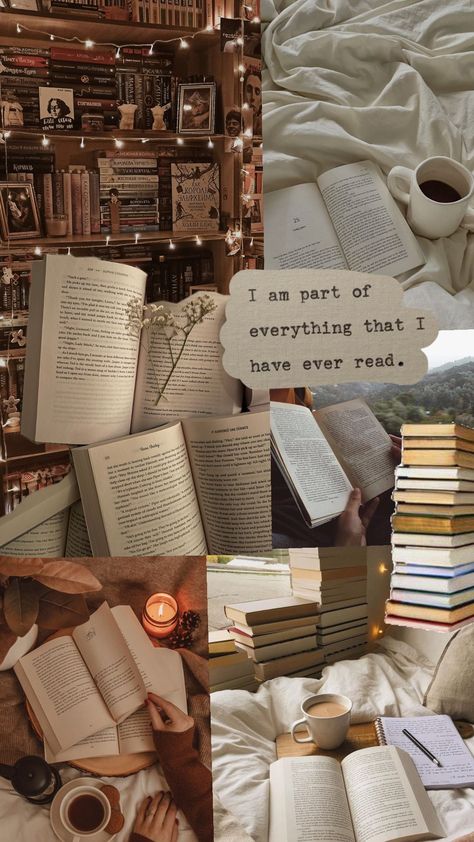 Aesthetic Book Iphone Wallpaper, Bookish Mood Board, Cozy Fall Book Aesthetic, Readers Phone Wallpaper, Fall Book Wallpaper Aesthetic, Cozy Reader Aesthetic, Book Shelf Wallpaper Aesthetic, Avid Reader Aesthetic, Aesthetic Book Images