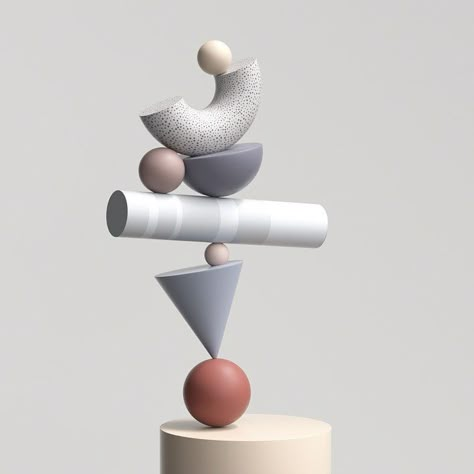 Abstract 3d Shapes, 4d Shapes, Blender Objects, Geometric Still Life, Balance In Art, Balance Sculpture, 3d Still Life, Balance Concept, 3d Composition