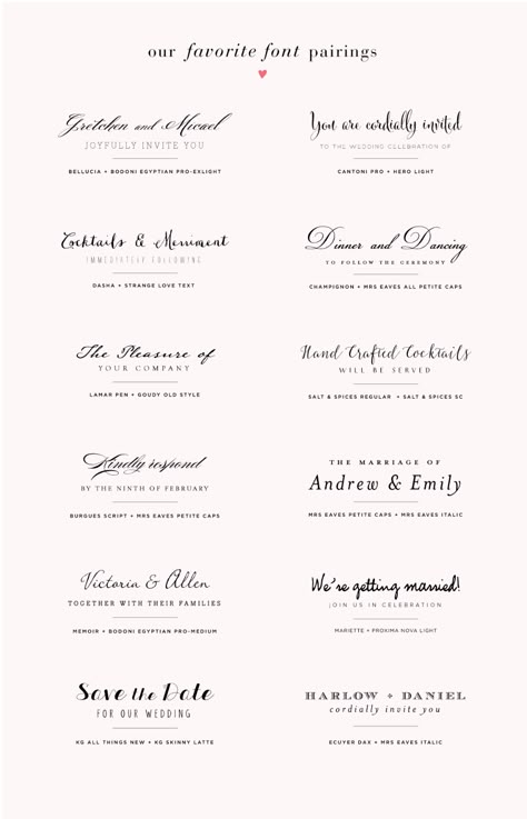 Wedding Fonts Combinations, Wedding Invitation Fonts, Blog Font, Invitation Fonts, Cricut Wedding, Traditional Wedding Invitations, Font Combinations, Fancy Fonts, Font Pairing