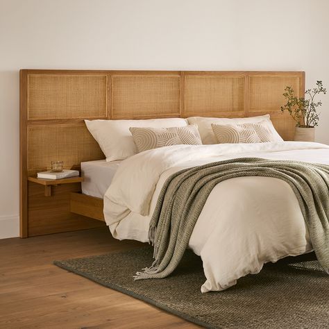 Olalla Oak King Headboard Natural Wood Master Bed, King Day Bed, Bed Under Small Window, Elegant Hotel Bedroom, Citizenry Bedroom, Neutral Mid Century Bedroom, White Oak Bed Frame, Serene Master Bedrooms Decor, Dune Bedroom