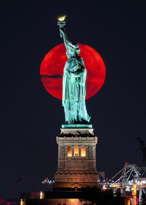 (16) Dan Martland on Twitter: "The #SuperMoon setting behind the Statue of Liberty just before 5am this morning. #nyc #moon #SturgeonMoon https://t.co/fAn63FFMvG" / X Sturgeon Moon, Strawberry Moon, Strawberry Moons, Moon Setting, The Statue Of Liberty, Lady Liberty, Red Moon, June 3rd, Super Moon