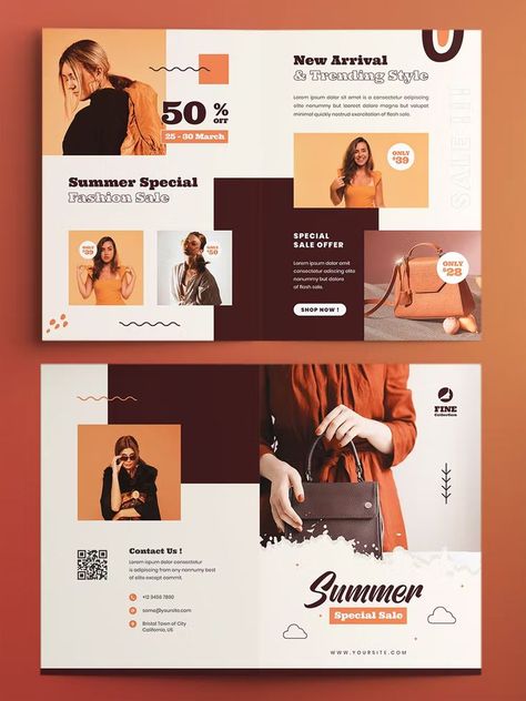 Summer Fashion Sale Bifold Brochure Template AI, EPS, PSD Brochure Design Creative, Diy Photo Book, Joker Iphone Wallpaper, Graphic Design Brochure, Bi Fold Brochure, Trifold Brochure, Brochure Design Template, Corporate Business, Business Brochure