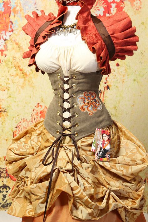 Corset Art, Damsel In This Dress, Steampunk Octopus, Steampunk Corset, Pleated Sleeves, Steampunk Costume, Circus Theme, Underbust Corset, Cosplay Ideas