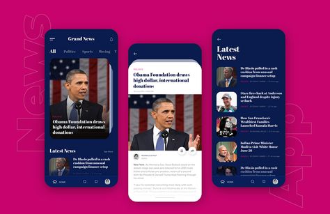 Mobile News App on Behance Apps Layout, Best App Design, Creative App Design, Ui Design Tutorial, App Wireframe, Application Ui Design, Profile App, Ux Design Mobile, Ui Design Mobile