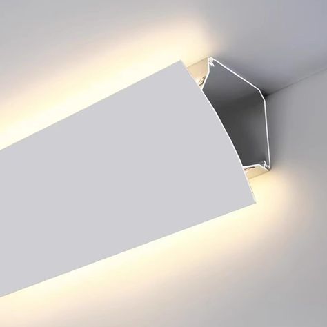 PRICES MAY VARY. ✅ Quality Aluminum Material --- LED channel skirting is made of durable and high quality aluminum material, unlike yellowed and cracked traditional plasterline. The aluminum light cover is no rust, no paint peeling with long life. ✅ Decorative Background Lighting --- The LED strip hide in the channel, special hidden structure paired scattering soft light easily, creating a cozy atmosphere in home. ✅ Surface-Mounted Installation --- No need to cut slots or suspend a ceiling, dire Led Overhead Lighting, Sloped Ceiling Lighting Bedroom, Wall Light Strip, Modern Molding Ceiling, Skirting Board Lighting, Led Lights Ideas Decoration, Long Wall Lights, Living Room Indirect Lighting, Ceiling Strip Lighting Ideas