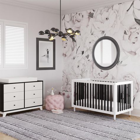 3 In 1 Crib, Dragon Sanctuary, Black Crib, Black Nursery, Baby Cribs Convertible, Wood Nursery, Nursery Room Inspiration, White Nursery, Adjustable Mattress