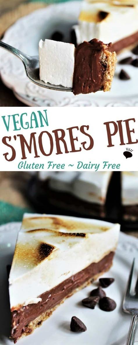 Vegan Marshmallow Fluff, Vegan Smores, Healthy Vegan Dessert, Smores Pie, Cheesecake Vegan, Biscuits Graham, Vegan Marshmallows, Vegan Summer Recipes, Chocolate Marshmallow